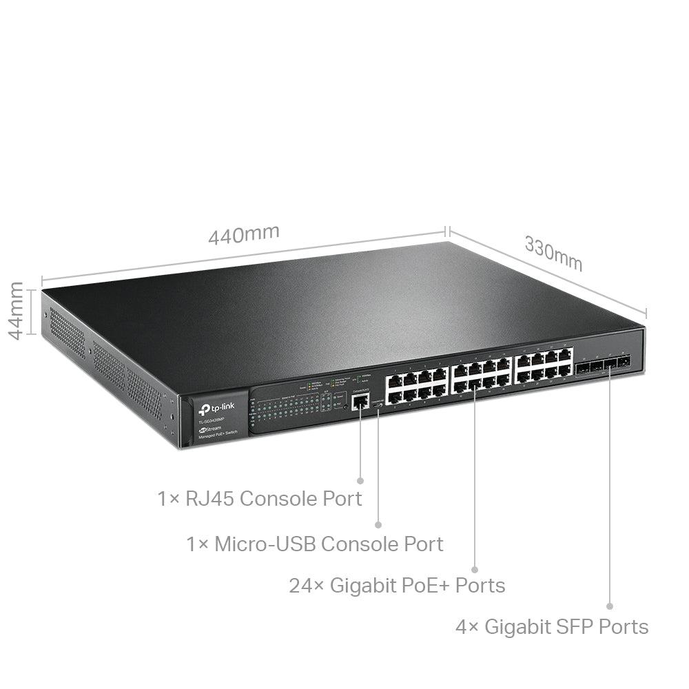 TP-LINK JetStream 28-Port Gigabit L2+ Managed Switch with 24-Port PoE+ (TL-SG3428MP)  (3 Years Manufacture Local Warranty In Singapore)