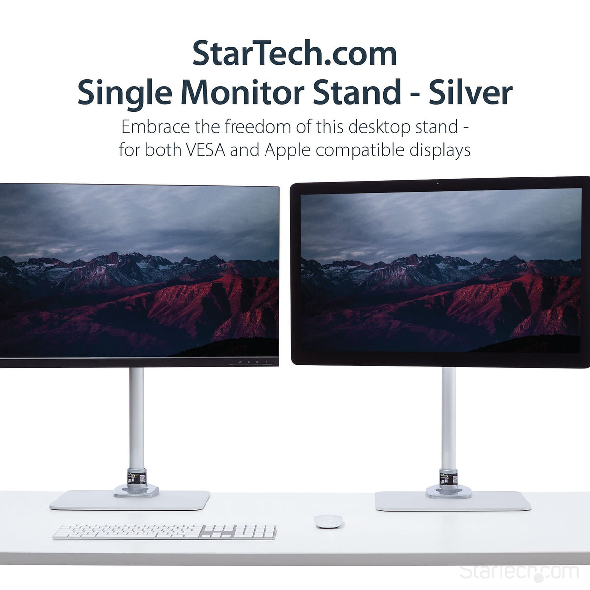 StarTech Single Monitor Stand - Adjustable - Steel - Silver - For up to 34" (30.9lb/14kg) Displays - TAA (ARMPIVSTND) product image
