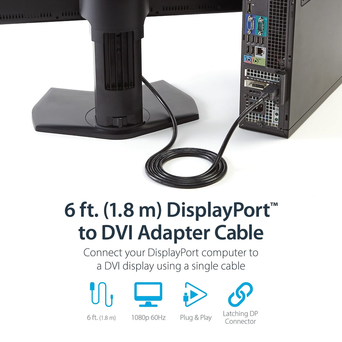 StarTech 6ft (1.8m) DisplayPort to DVI Cable (DP2DVI2MM6) product image