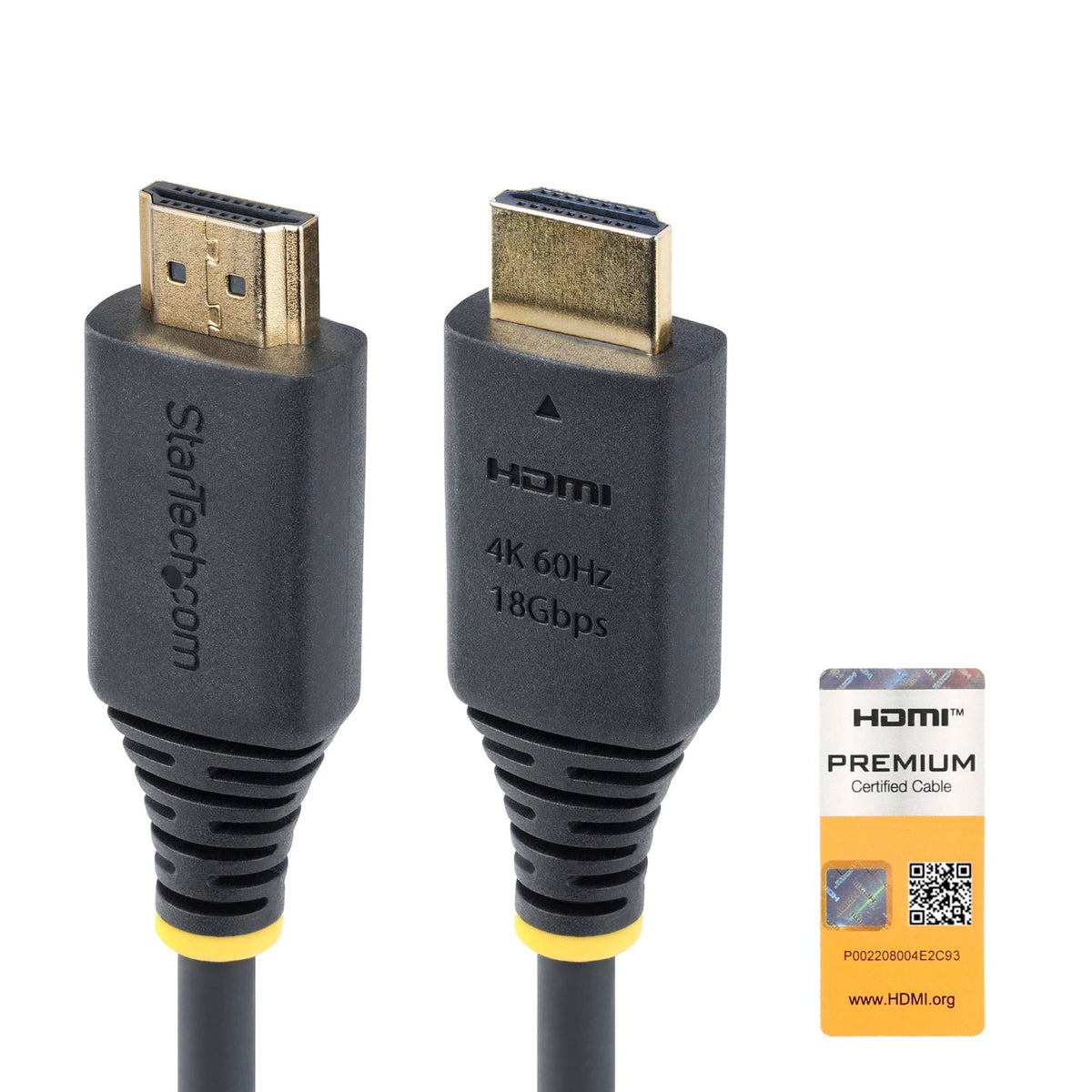 StarTech 1m (3.3ft) Premium Certified High Speed HDMI Cable, 4K 60Hz (HDMI2-CABLE-4K60-1M) product image