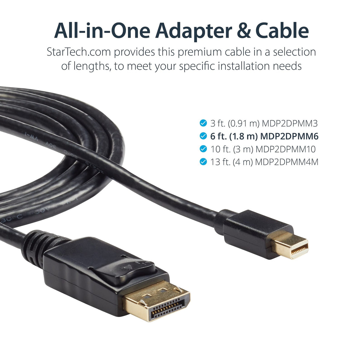 StarTech 6 ft Mini DisplayPort to DisplayPort Cable - M/M (MDP2DPMM6) product image