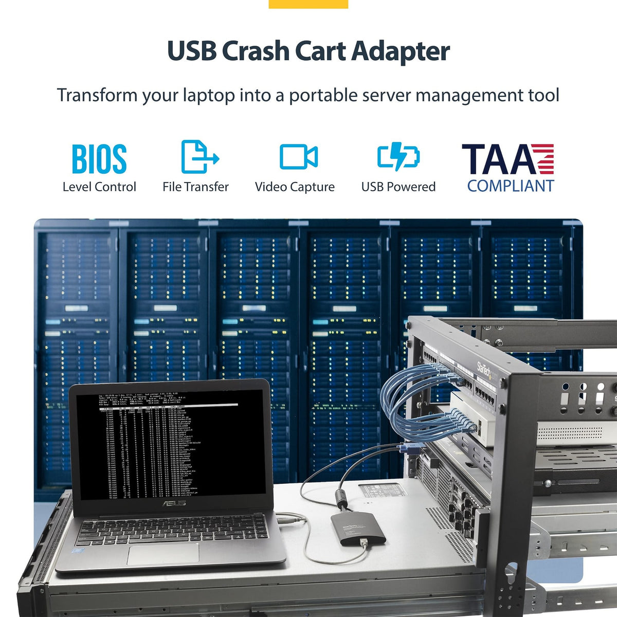 StarTech USB Crash Cart Adapter with File Transfer & Video Capture - TAA (NOTECONS02) product image