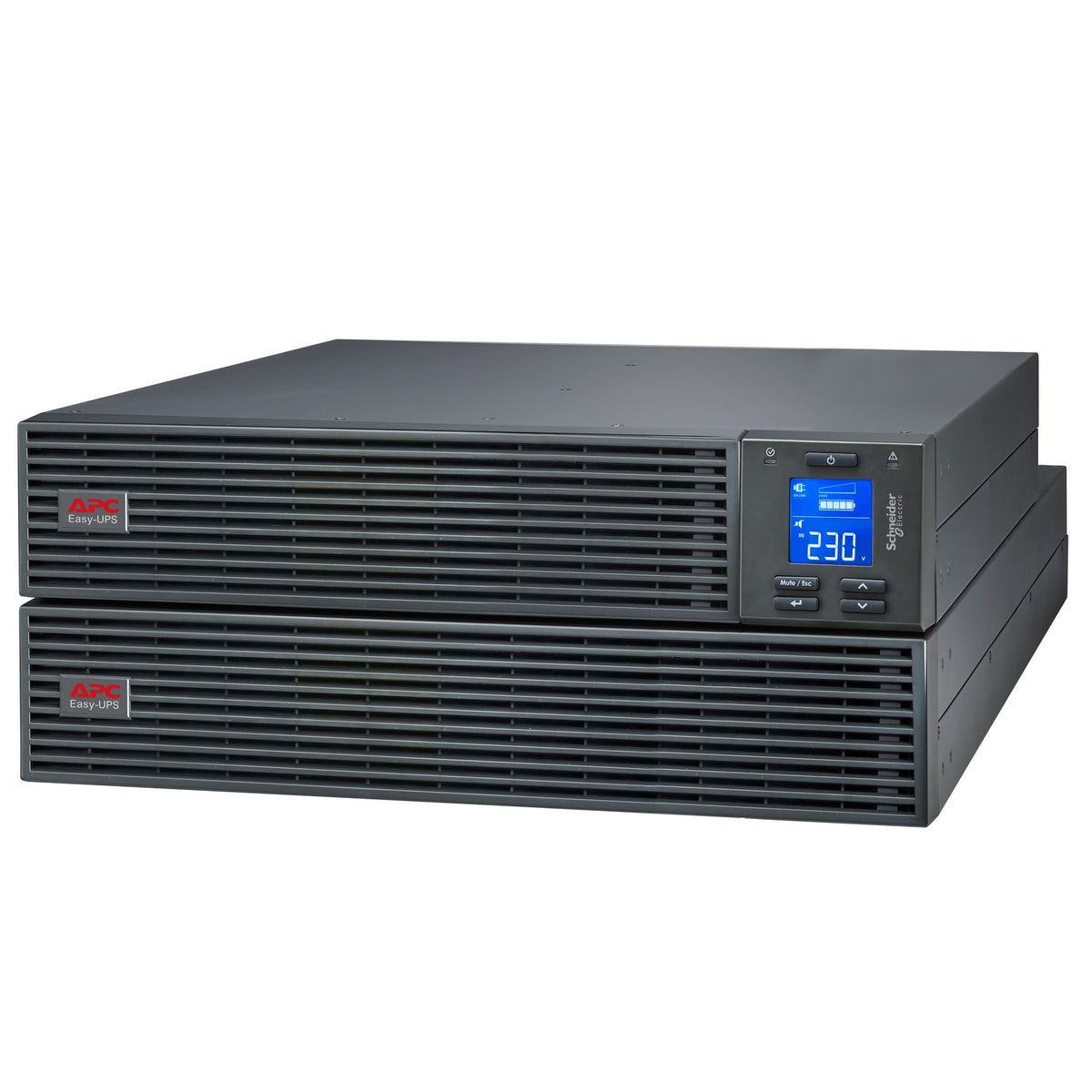 APC Easy UPS On-Line, 3kVA/2700W, Rackmount 4U, 230V, 6x IEC C13+1x IEC C19 outlets, Intelligent Card Slot, LCD (SRV3KRILRK-E) product image