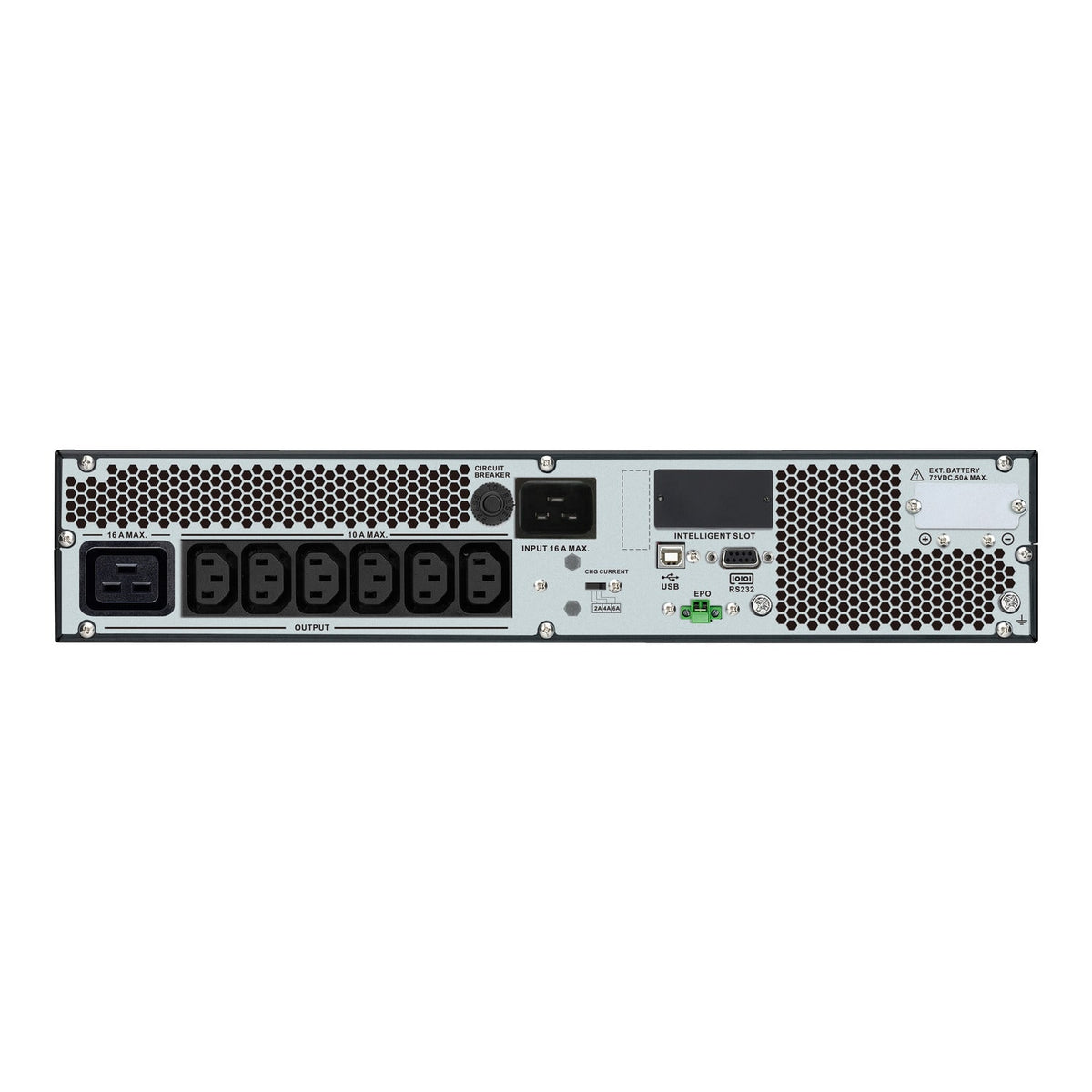 APC Easy UPS On-Line, 3kVA/2700W, Rackmount 4U, 230V, 6x IEC C13+1x IEC C19 outlets, Intelligent Card Slot, LCD (SRV3KRILRK-E) product image