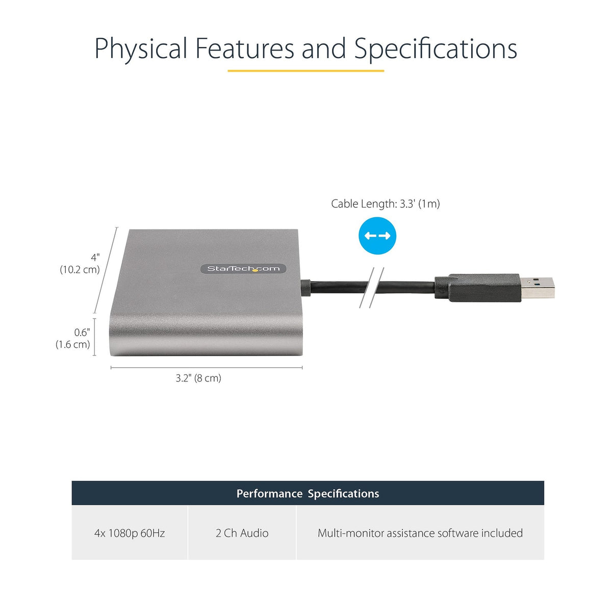 StarTech USB 3.0 to Quad HDMI Adapter (USB32HD4) product image