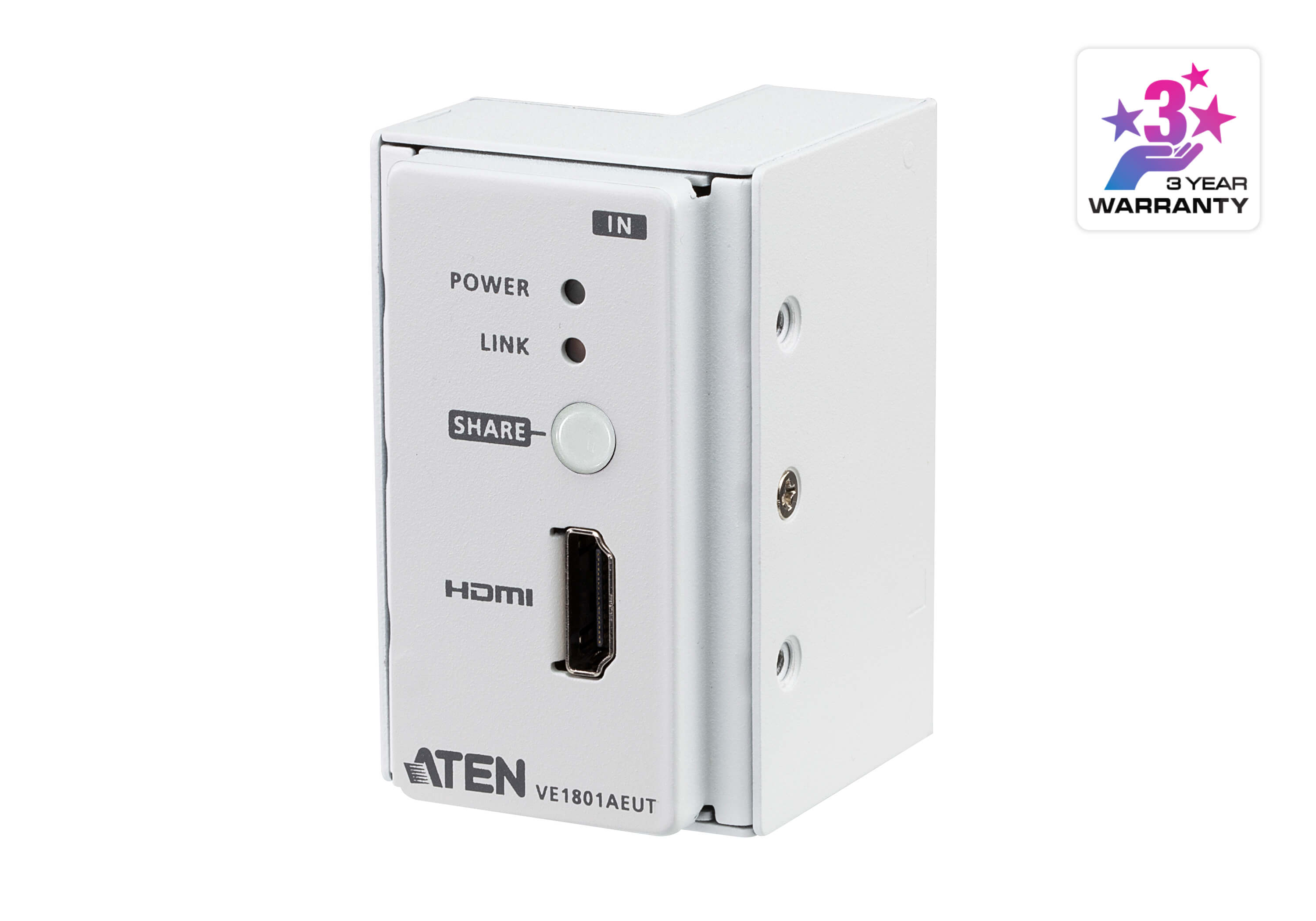 Aten HDMI HDBaseT-Lite Transmitter with EU Wall Plate / PoH (PoH PD) -VE1801AEUT (3 Year Manufacture Local Warranty In Singapore)