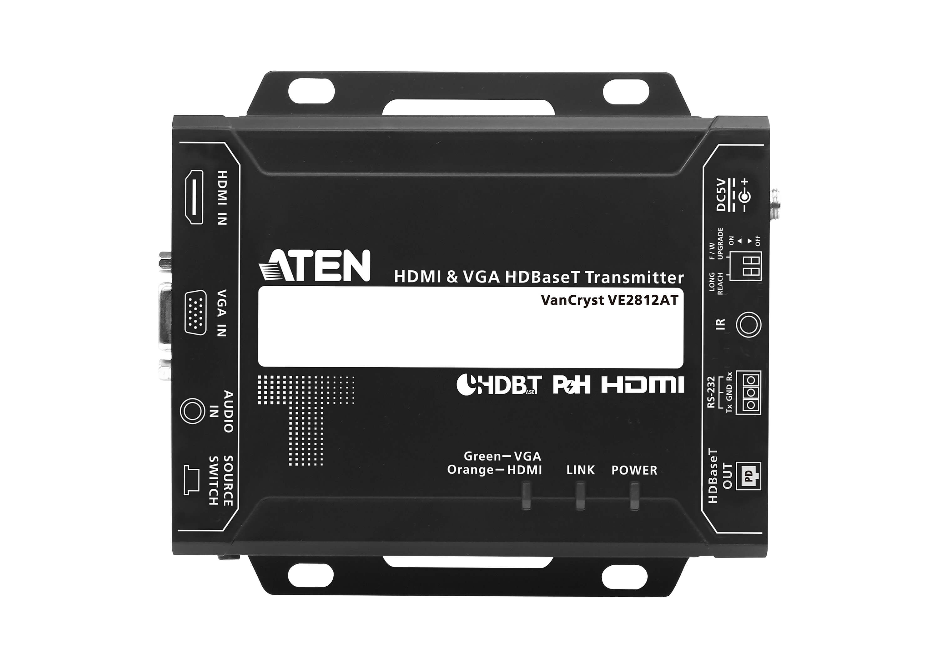 Aten HDMI & VGA HDBaseT Transmitter with POH (4K@100m) (HDBaseT Class A) (PoH PD) -VE2812AT (3 Year Manufacture Local Warranty In Singapore)