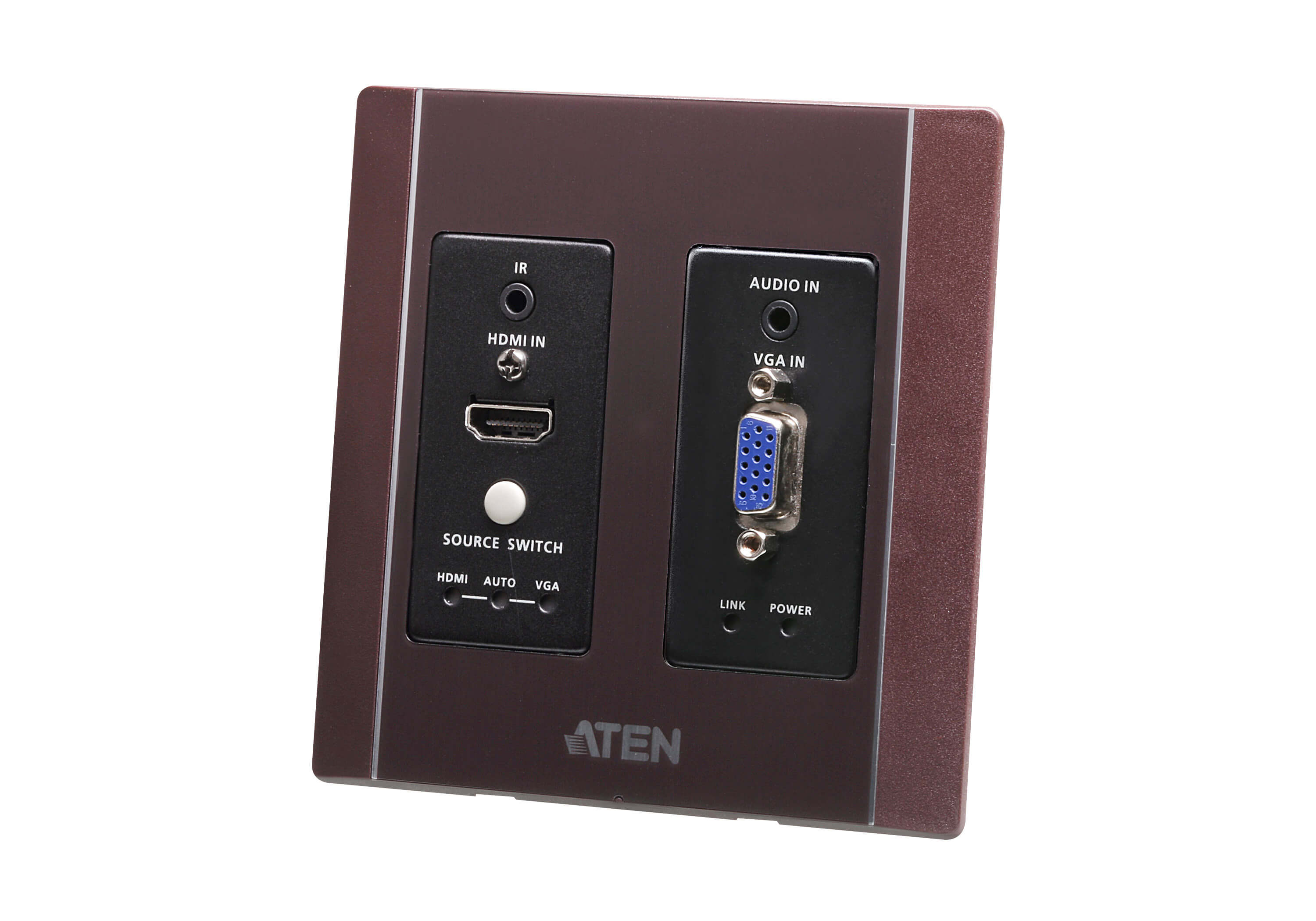Aten HDMI & VGA HDBaseT Transmitter with US Wall Plate / PoH (4K@100m) (HDBaseT Class A) (PoH PD) -VE2812AUST2 (1 Year Manufacture Local Warranty In Singapore)