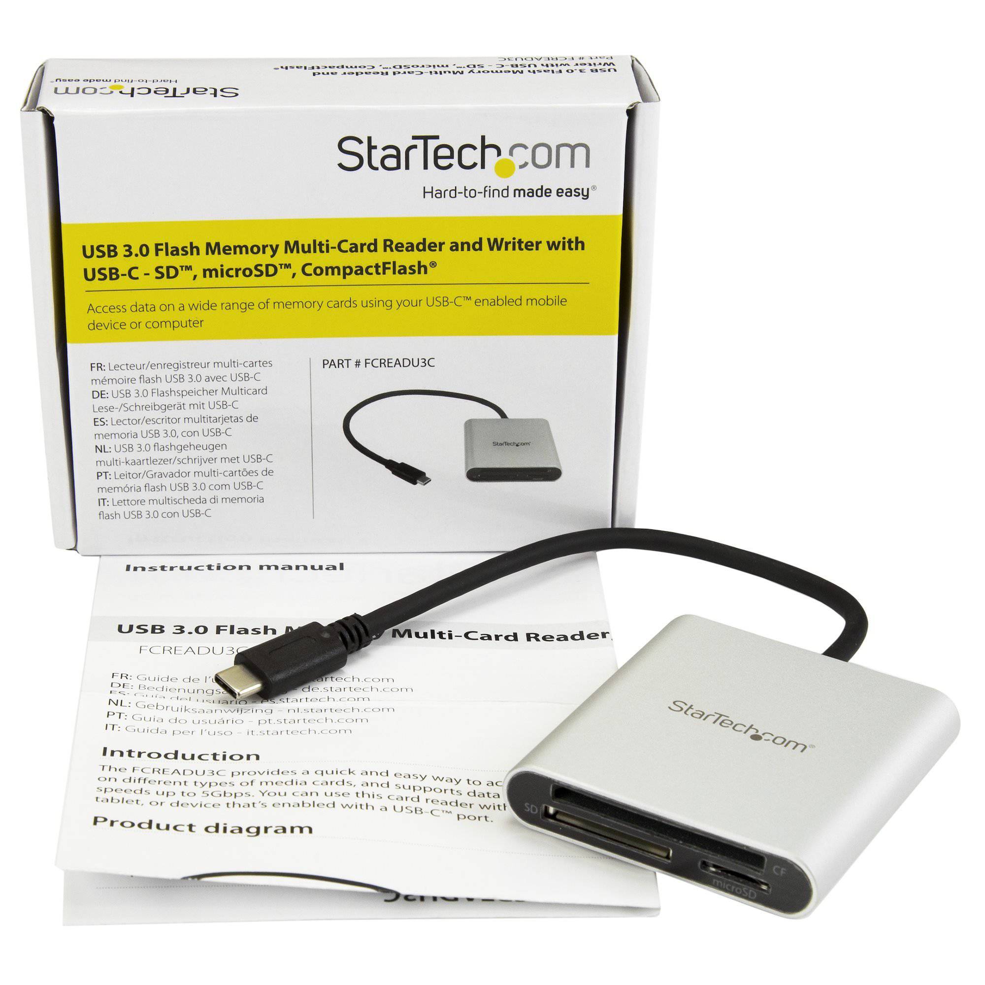 StarTech USB 3.0 Flash Memory Multi-Card Reader Writer with USB-C - SD, microSD, CompactFlash FCREADU3C (2 years Local Warranty in Singapore), Accessories, StarTech, Buy Singapore