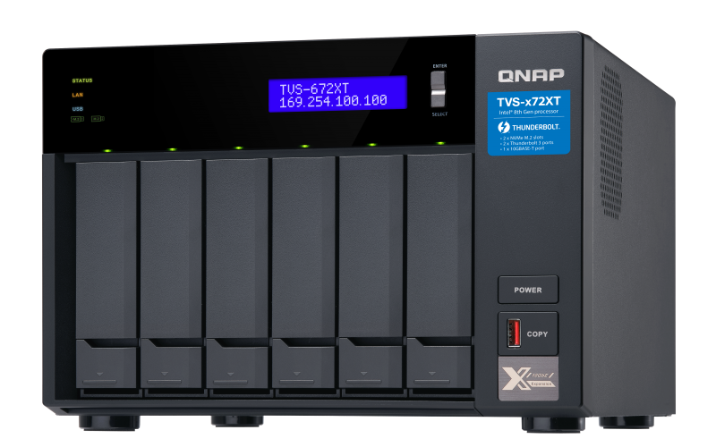 QNAP 6-Bay NAS, Intel Core i3-8100T 4-core 3.1 GHz Processor 8GB  6x 2.5" Thunderbolt 3 (TVS-672XT-i3-8G) (2 Years Manufacture Local Warranty In Singapore)