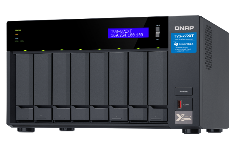 QNAP 8-Bay NAS, Intel core i5-8400T 6-core 1.7 GHz Processor(max 3.3GHz), 16GB  Thunderbolt 3 (TVS-872XT-i5-16G) (2 Years Manufacture Local Warranty In Singapore) -EOL