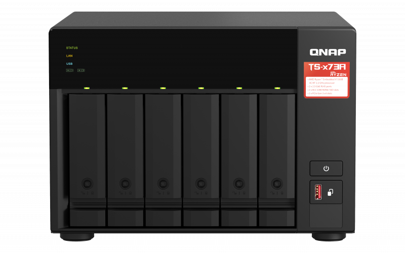 QNAP 6-bay NAS, AMD Ryzen V1000 series V1500B 4C/8T 2.2GHz, 8GB  (TS-673A-8G) (3 Years Manufacture Local Warranty In Singapore)