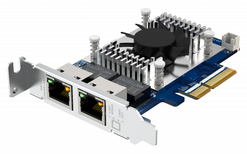 QNAP 2 x RJ-45 10gBe Ports PCIe 3.0 x 4 card. for NAS, PC & Servers (QXG-10G2TB) (2 Years Manufacture Local Warranty In Singapore)
