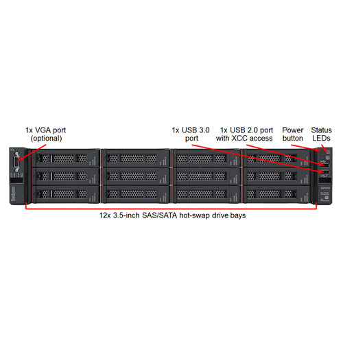 Lenovo 2U Rack Server SR550/4210R 10C/16GB/No HDD 7X04T93D00 (3 Years Manufacture Local Warranty In Singapore)