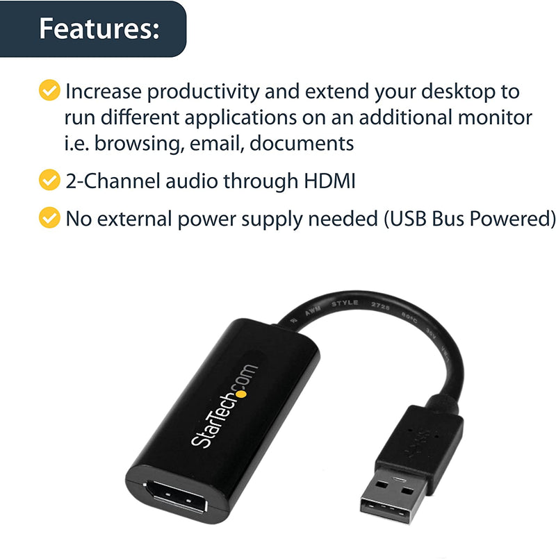 StarTech SLIM USB 3.0 TO HDMI EXTERNAL MULTI MONITOR(USB32HDES) (2 Year Warranty In Singapore)