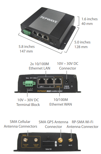 Peplink Max BR1 LTE (MAX-BR1-LTE-E-T) 4G LTE Mobile Cellular Router (1