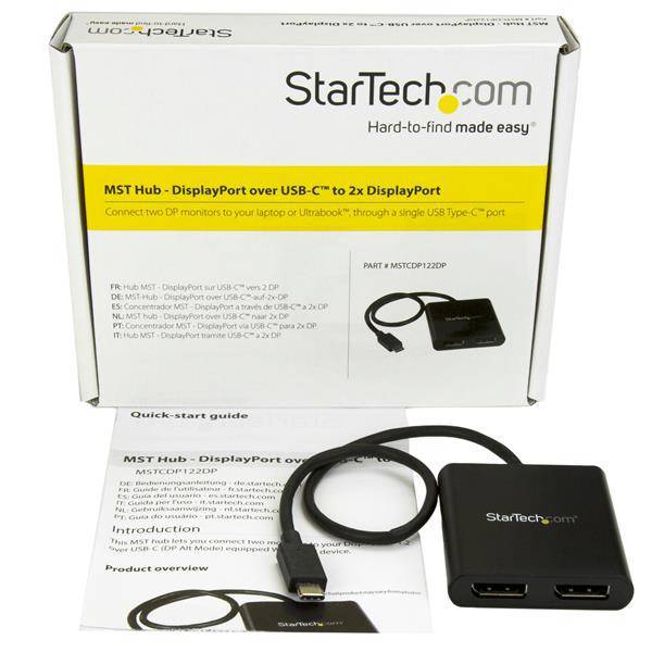 StarTech 2-Port Multi Monitor Adapter - USB-C to 2x DisplayPort 1.2 Video Splitter - USB Type-C to DP MST Hub - Dual 4K 30Hz or 1080p 60Hz - Thunderbolt 3 Compatible - Windows Only MSTCDP122DP (3 years Local Warranty in Singapore) - Buy Singapore
