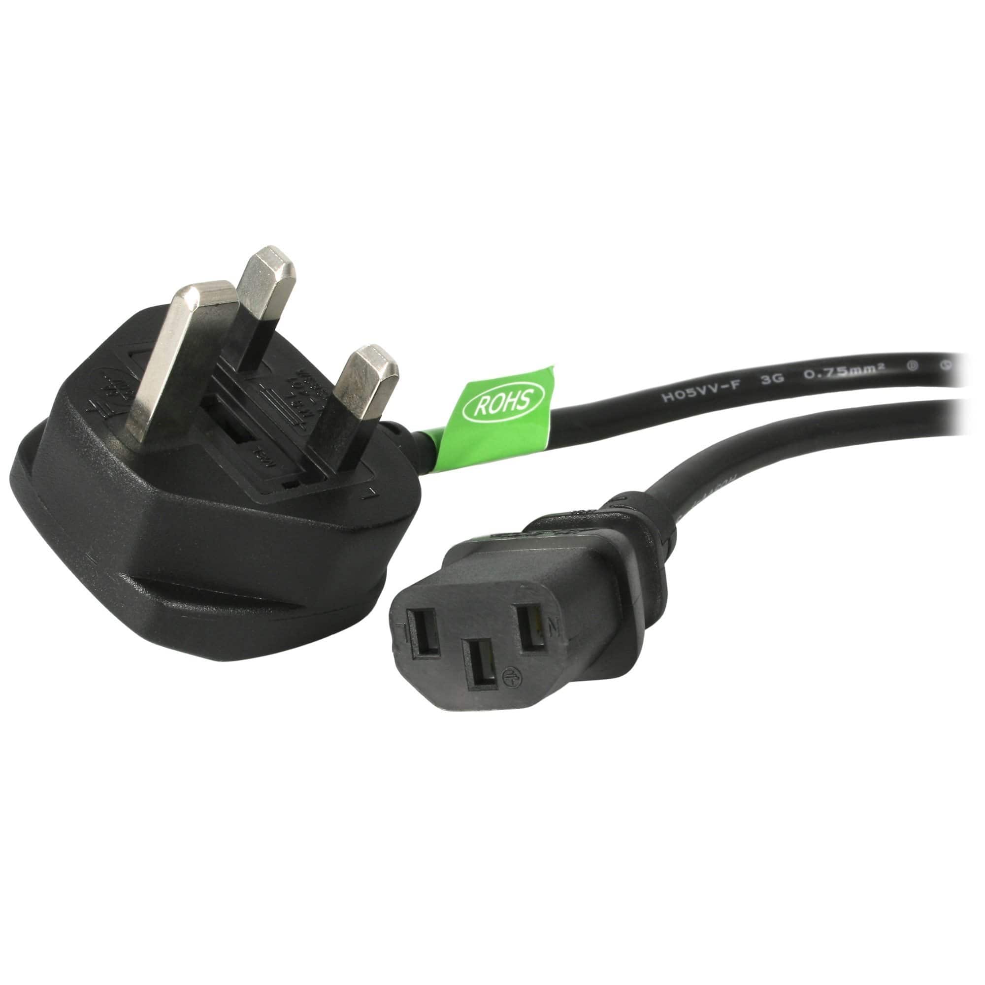 StarTech 3m UK Computer Power Cord - 3 Pin Mains Lead - C13 to BS-1363 PXT101UK3M - Buy Singapore