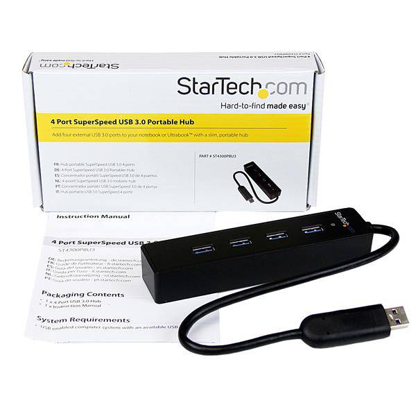 StarTech 4 Port Portable SuperSpeed USB 3.0 Hub with Built-in Cable ST4300PBU3 (2 years Local Warranty in Singapore) - Buy Singapore