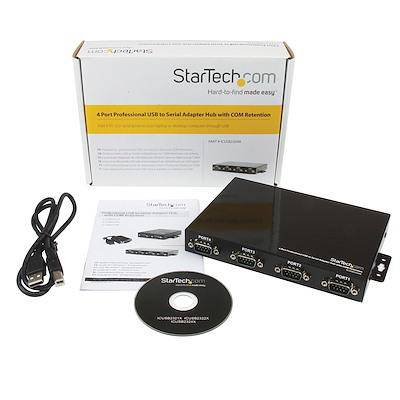 StarTech 4 Port Wall Mountable USB to Serial Adapter Hub with COM Rete