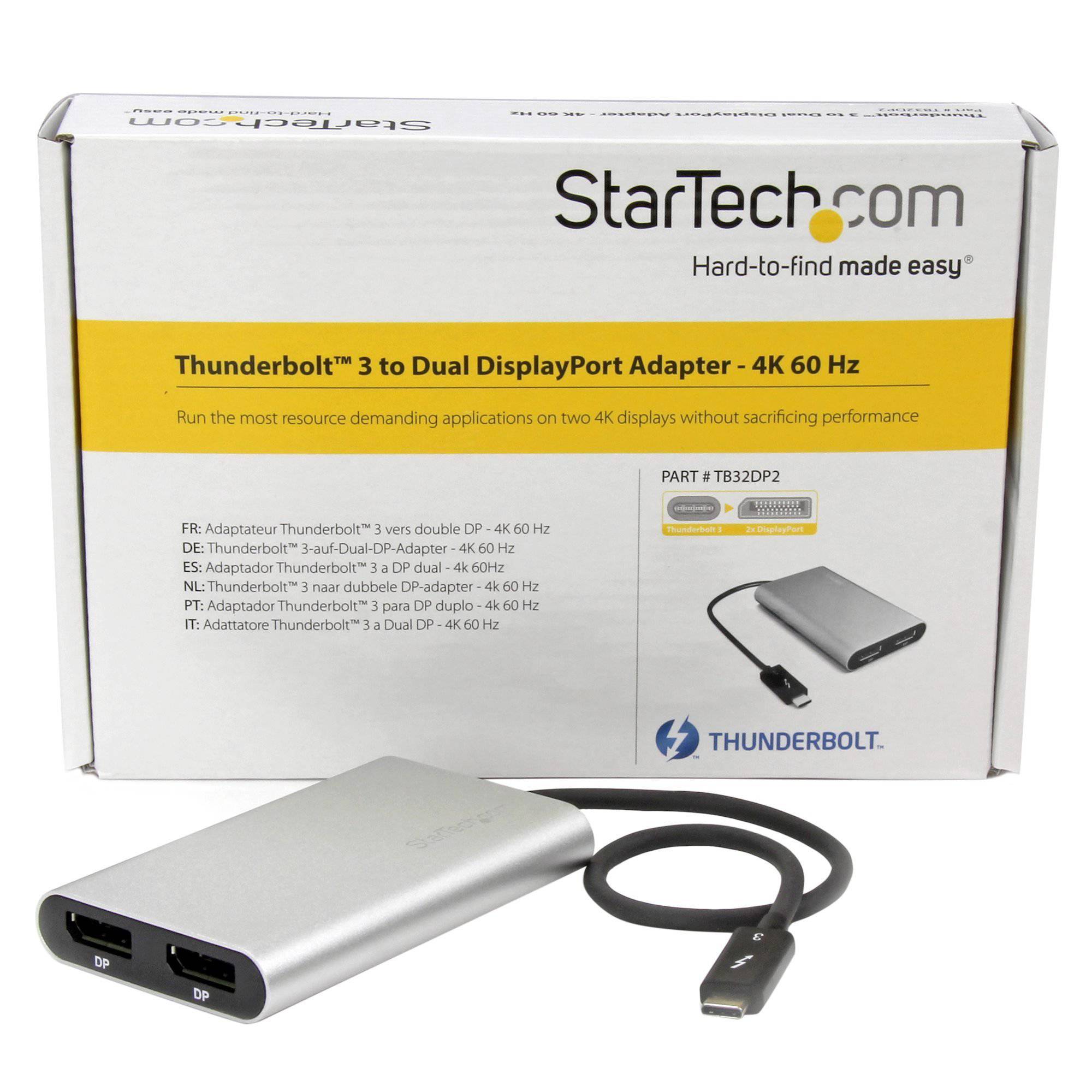 StarTech Thunderbolt 3 to Dual DisplayPort Adapter - 4K 60Hz - Windows Only Compatible - Monitor Adapter - DP Adapter (TB32DP2) - Buy Singapore
