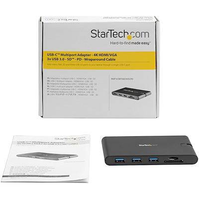 StarTech USB C Multiport Adapter Mini Dock HDMI 4K or VGA 1080p Video - 100W Power Delivery Passthrough, 3-port USB 3.0 Hub, GbE, SD & MicroSD DKT30CHVSCPD - Buy Singapore
