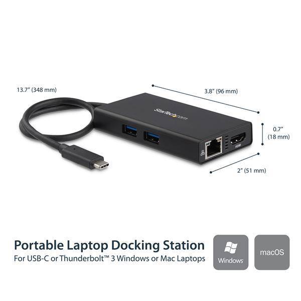 StarTech USB-C Multiport Adapter - USB-C Travel Docking Station with 4K HDMI - 60W Power Delivery Pass-Through, GbE, 2pt USB-A 3.0 Hub - Portable Mini USB Type-C Dock for Laptop DKT30CHPD (3 years Local Warranty) - Buy Singapore