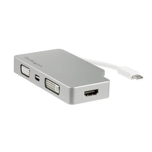 Startech USB C Multiport Video Adapter with HDMI, VGA, Mini DisplayPort or DVI - USB Type C Monitor Adapter to HDMI 1.4 or mDP 1.2 (4K) - VGA or DVI (1080p) - Silver Aluminum CDPVGDVHDMDP (3 Years Manufacture Local Warranty In Singapore)-EOL