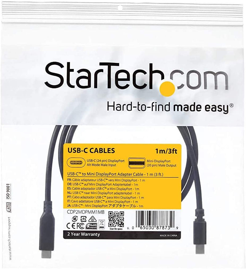 StarTech USB-C TO MINI DISPLAYPORT CABLE(CDP2MDPMM1MB) - Win-Pro Consultancy Pte Ltd