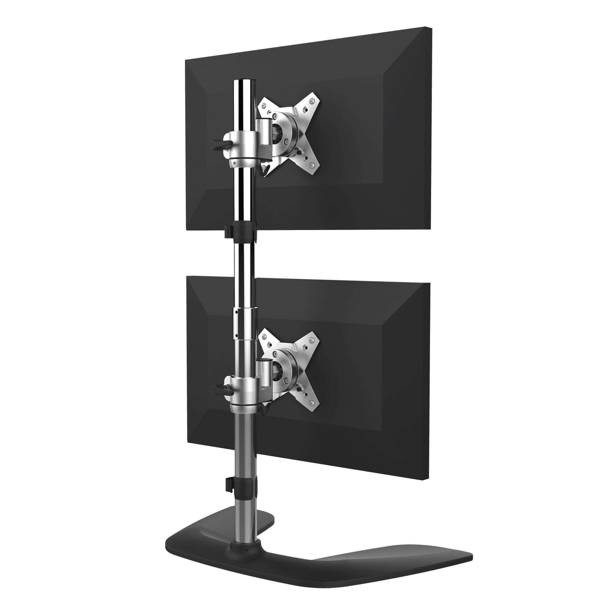 Startech Vertical Dual Monitor Stand - Ergonomic Desktop Stacked Two Monitor Stand up to 27 inch VESA Mount Displays, Free Standing Universal Monitor Mount, Height Adjustable Silver ARMDUOVS - IT Buy Singapore Powered by Win-Pro